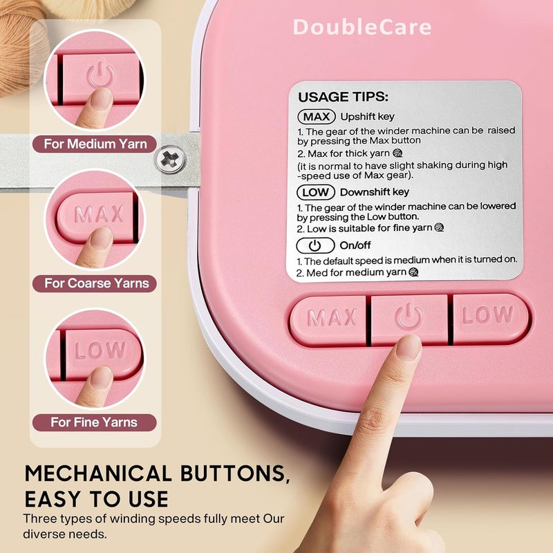 DoubleCare Electric Yarn Winder for Crocheting High Speed, Upgrade Three Gears Adjustable 4-10oz Large Capacity Automatic Yarn Ball Winder, Yarn Spinner, The Helper for Knitting Enthusiast, Pink - Image 4